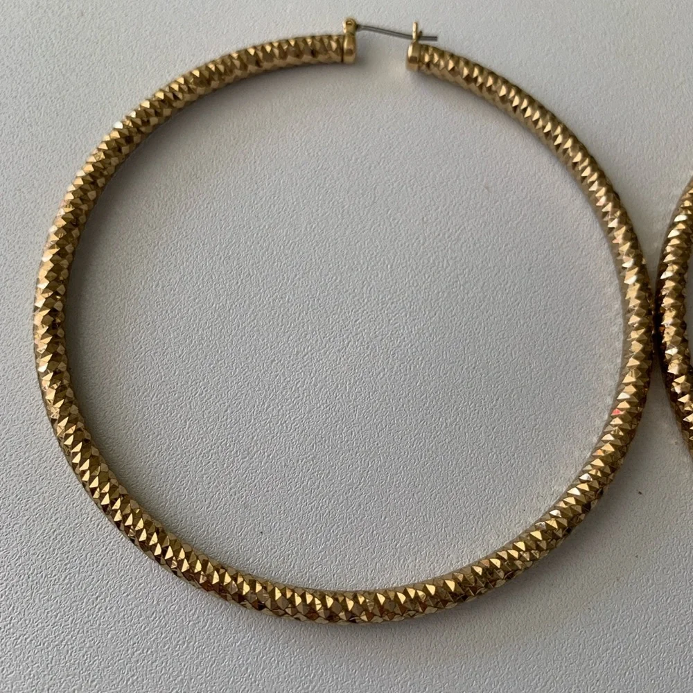 Large Gold Hoop Earrings - Picture 4 of 5
